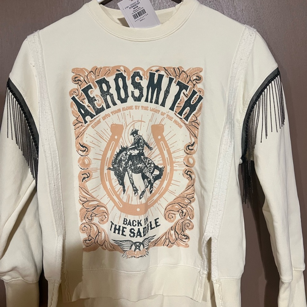 Aerosmith Cream Graphic Women's Crewneck Sweater